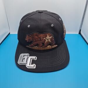 California Republic Black Hat Baseball Cap OSFA Adjustable StrapBack Patch
